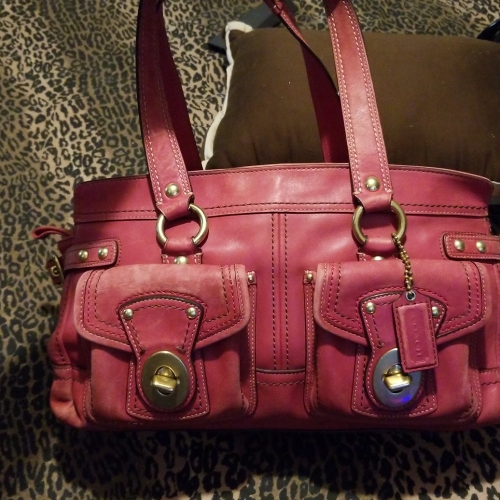 Pink Leather Coach Satchel